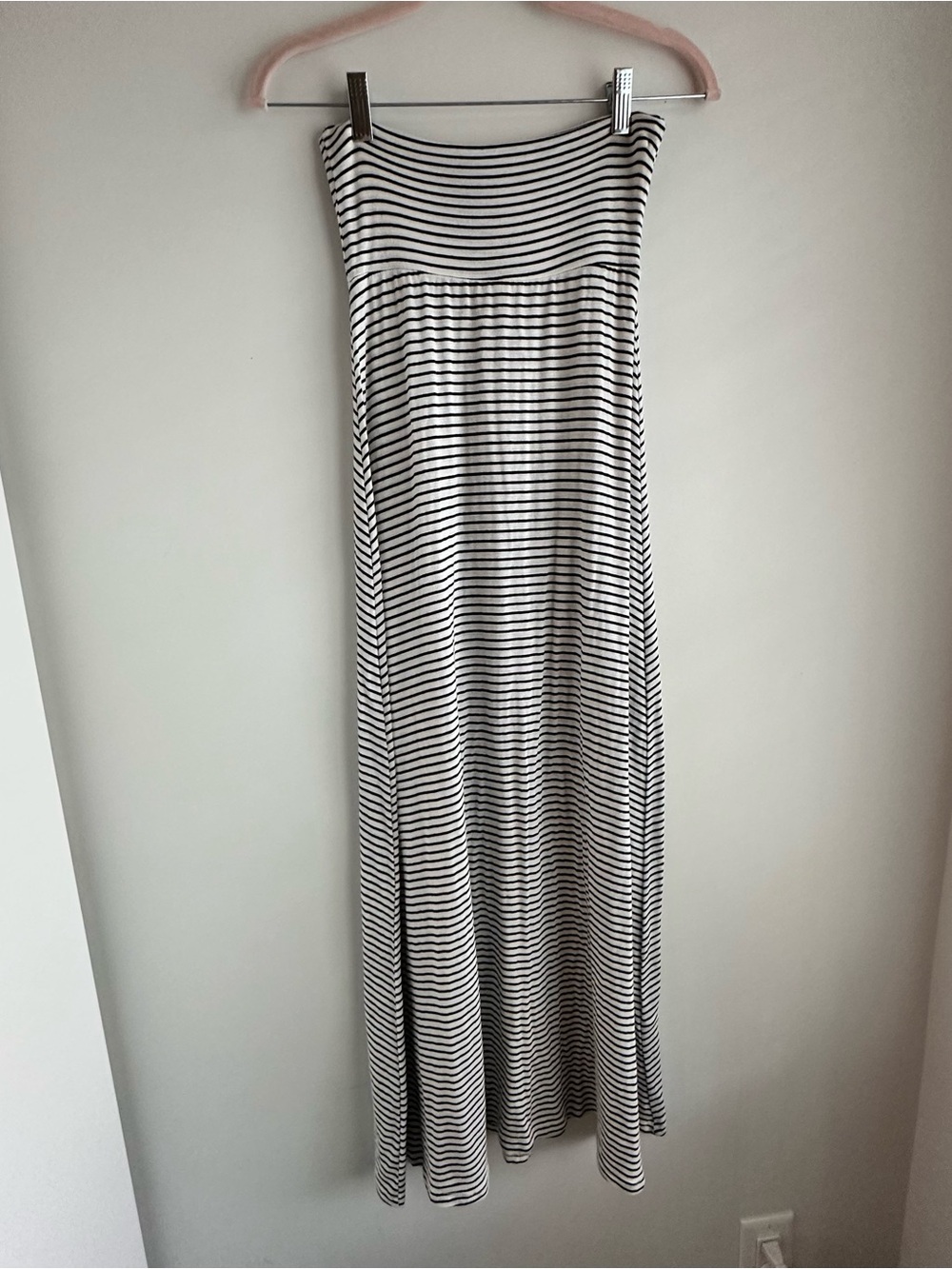Noble U Made in USA Striped Black and White Strapless Maxi Dress XXS